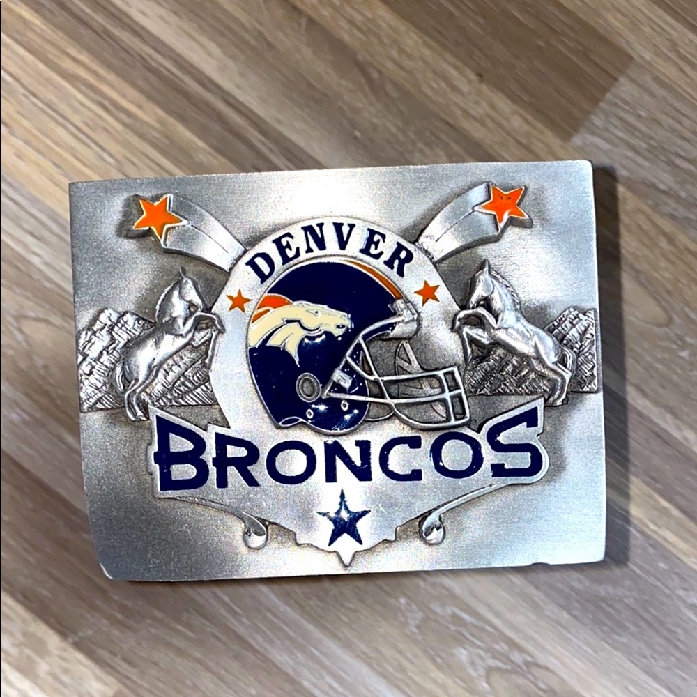 Denver Broncos vintage truck hitch Silver and Blue Belt Buckle NFL football - Picture 10 of 10